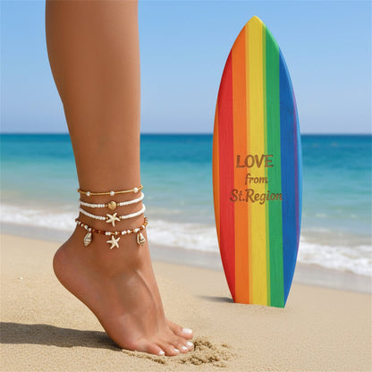 Howlite & Shell Resin Goldtone Shell Charm Stretch Anklet Set - Street Region