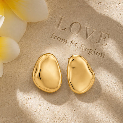 Goldtone Oval Statement Stud Earrings