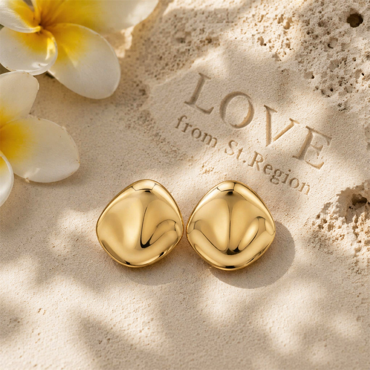 Goldtone Uneven Rhombus Statement Earrings