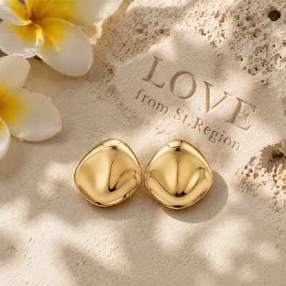 Goldtone Uneven Rhombus Statement Earrings