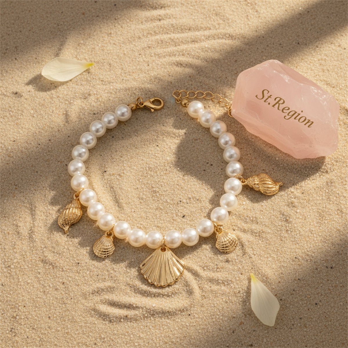 Pearl & Goldtone Shell Tassel Anklet - Street Region