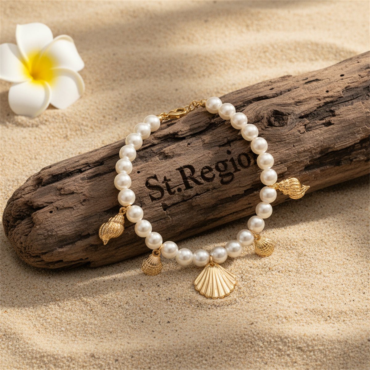 Pearl & Goldtone Shell Tassel Anklet - Street Region