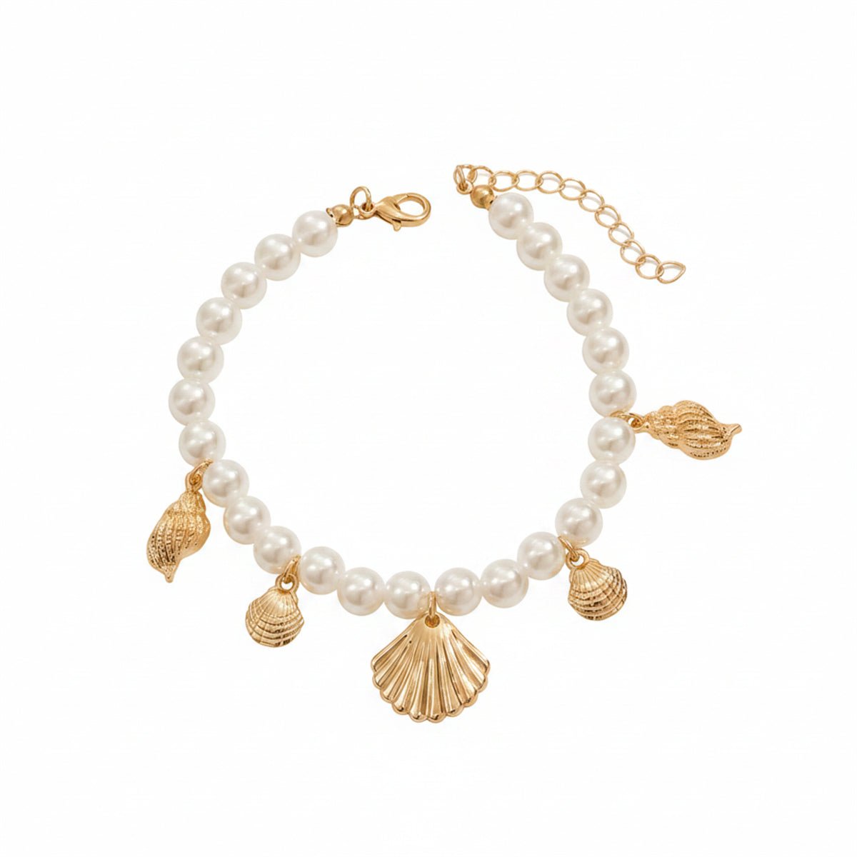 Pearl & Goldtone Shell Tassel Anklet - Street Region