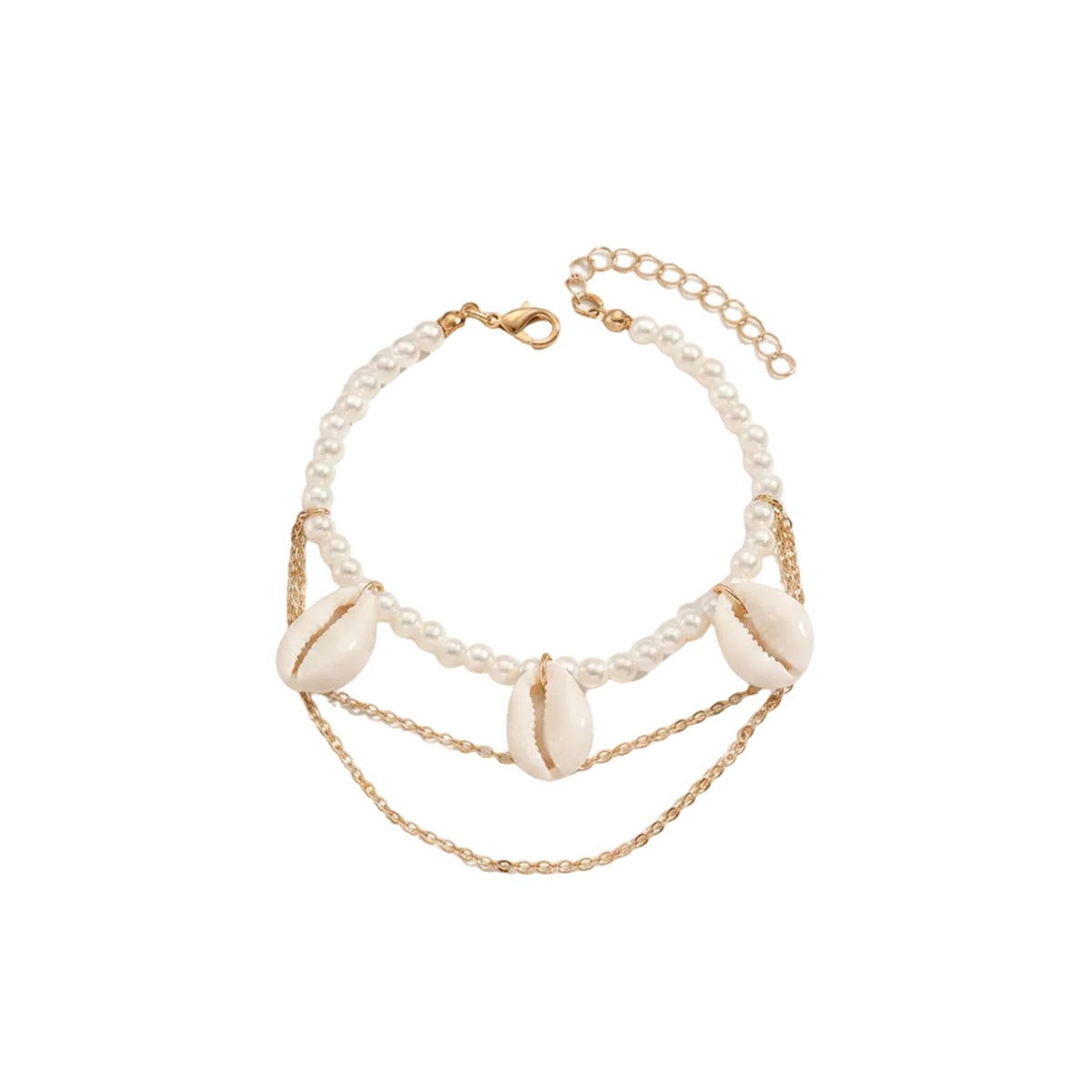 Pearl & Shell Goldtone Layered Anklet - Street Region