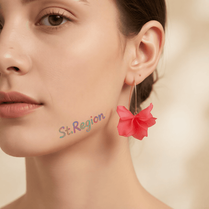 Pink Acrylic and Goldtone Petals Drop Earrings, elegant gift for her, styled look