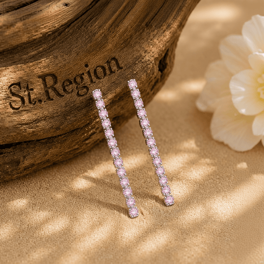Pink Cubic Zirconia & Silvertone Tassel Drop Earrings