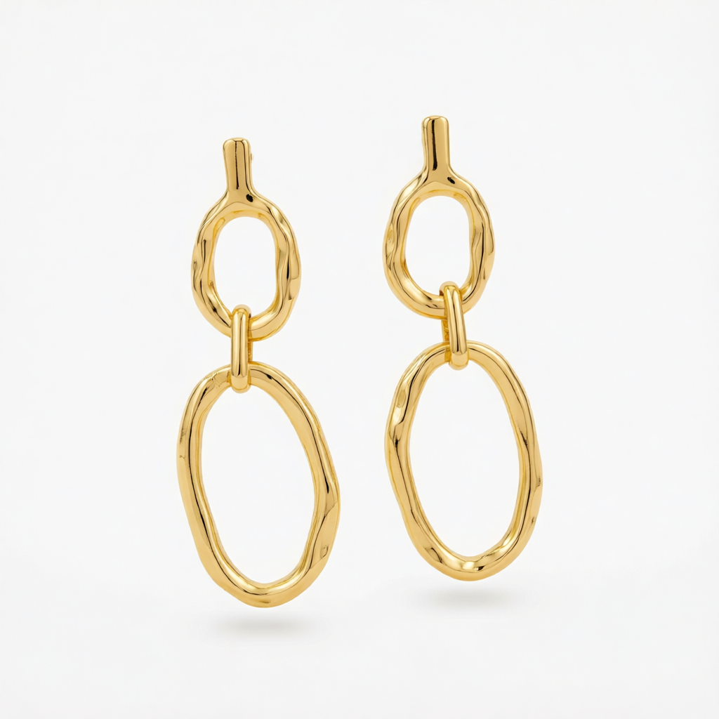 Goldtone Tiered Open Oval Dangle Earrings