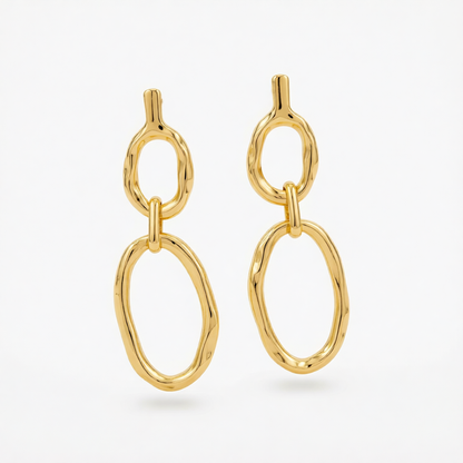 Goldtone Tiered Open Oval Dangle Earrings