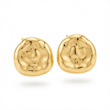Goldtone Hammered Round Statement Earrings
