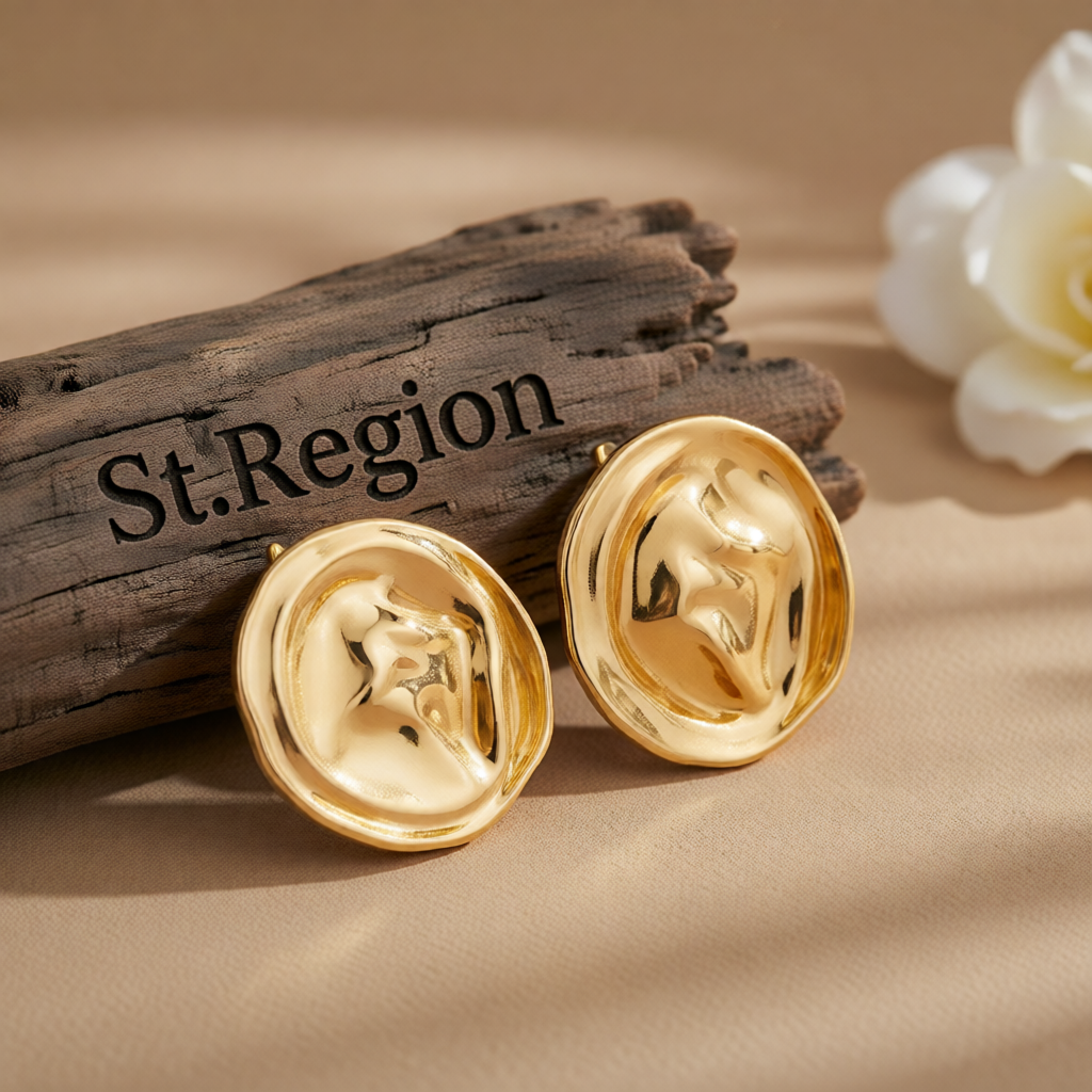 Goldtone Hat Statement Stud Earrings