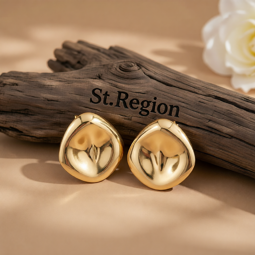 Goldtone Uneven Rhombus Statement Earrings