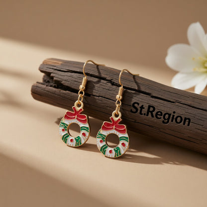 White & 18K Gold-Plated Wreath With Bow Drop Earrings
