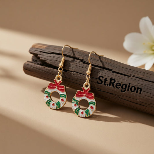 White & 18K Gold-Plated Wreath With Bow Drop Earrings