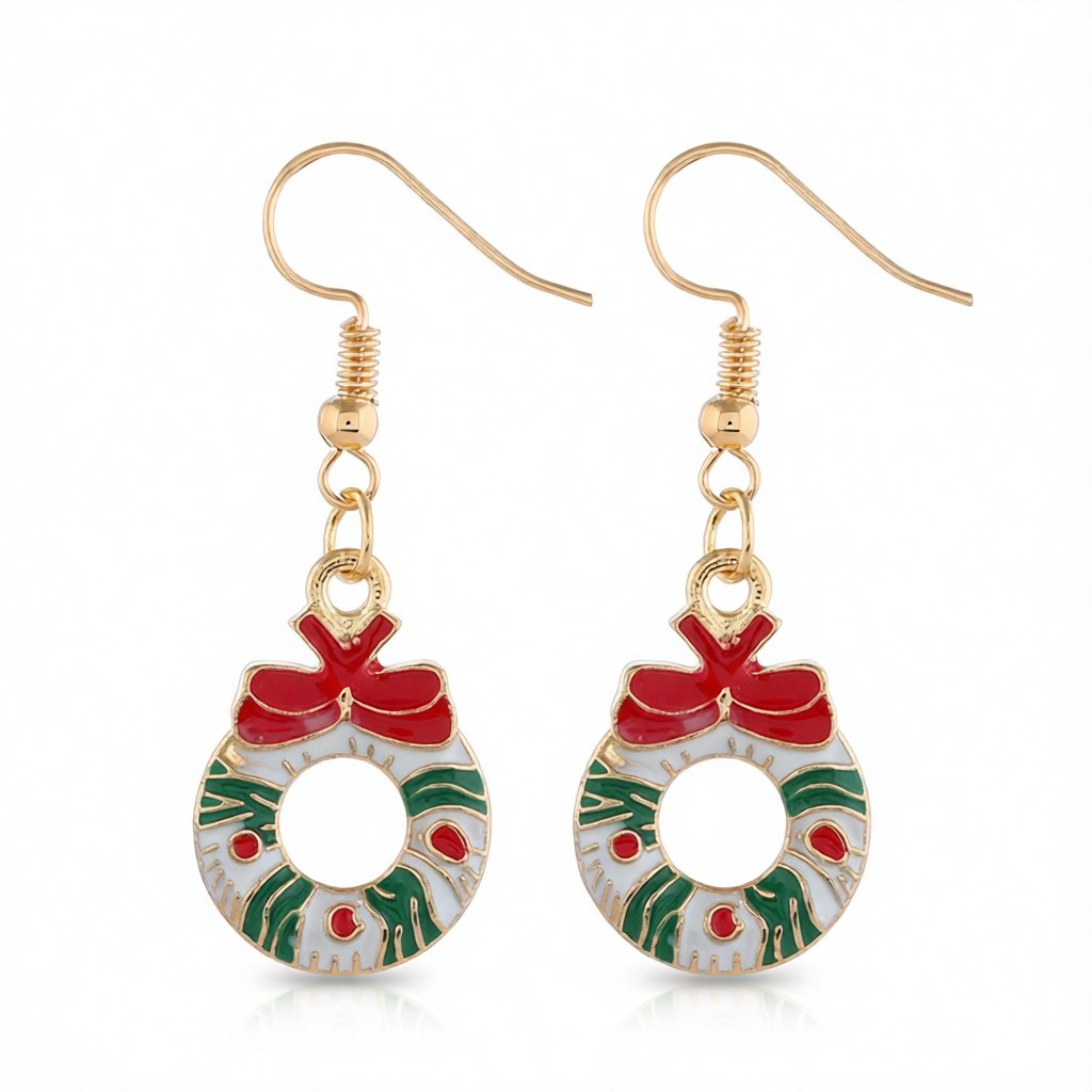 White & 18K Gold-Plated Wreath With Bow Drop Earrings