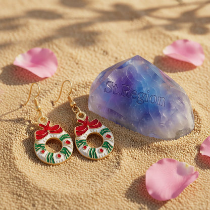 White & 18K Gold-Plated Wreath With Bow Drop Earrings