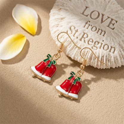 Red and 18K Gold-Plated Dual Bell Drop Earrings, gold drop earrings for women, everyday style, lifestyle look