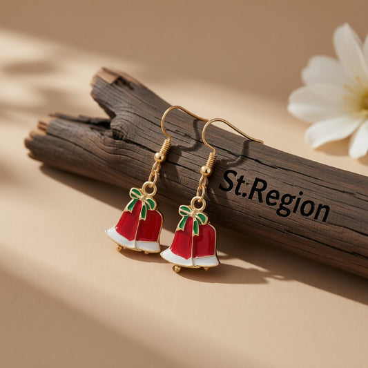 Red & 18K Gold-Plated Dual Bell Drop Earrings