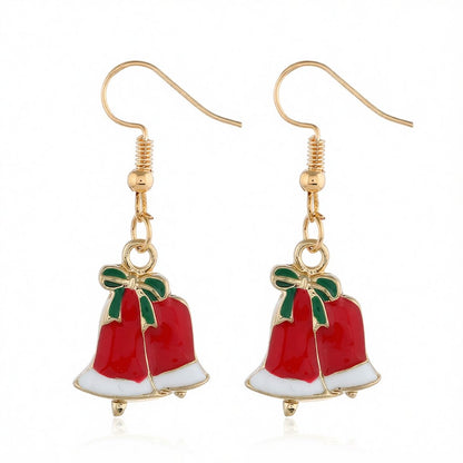 Red and 18K Gold-Plated Dual Bell Drop Earrings, gold drop earrings for women, everyday style, side view