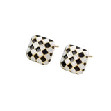 Black & White Checkerboard Square Stud Earrings