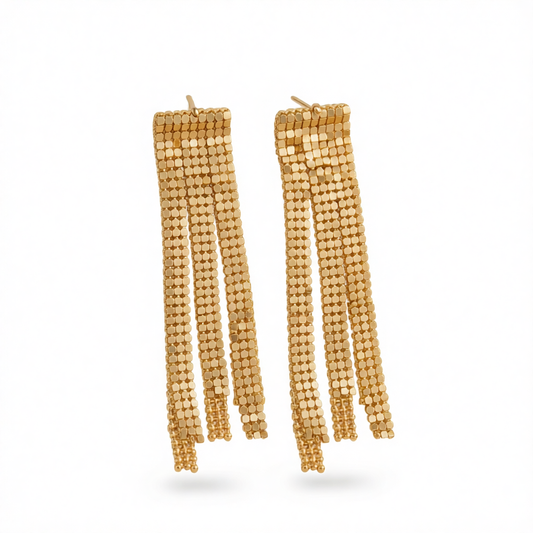 Goldtone Sequin Tassel Dangle Earrings