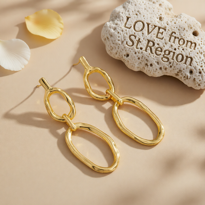 Goldtone Tiered Open Oval Dangle Earrings