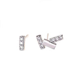 Cubic Zirconia & Silver-Plated Bar Cluster Stud Earrings
