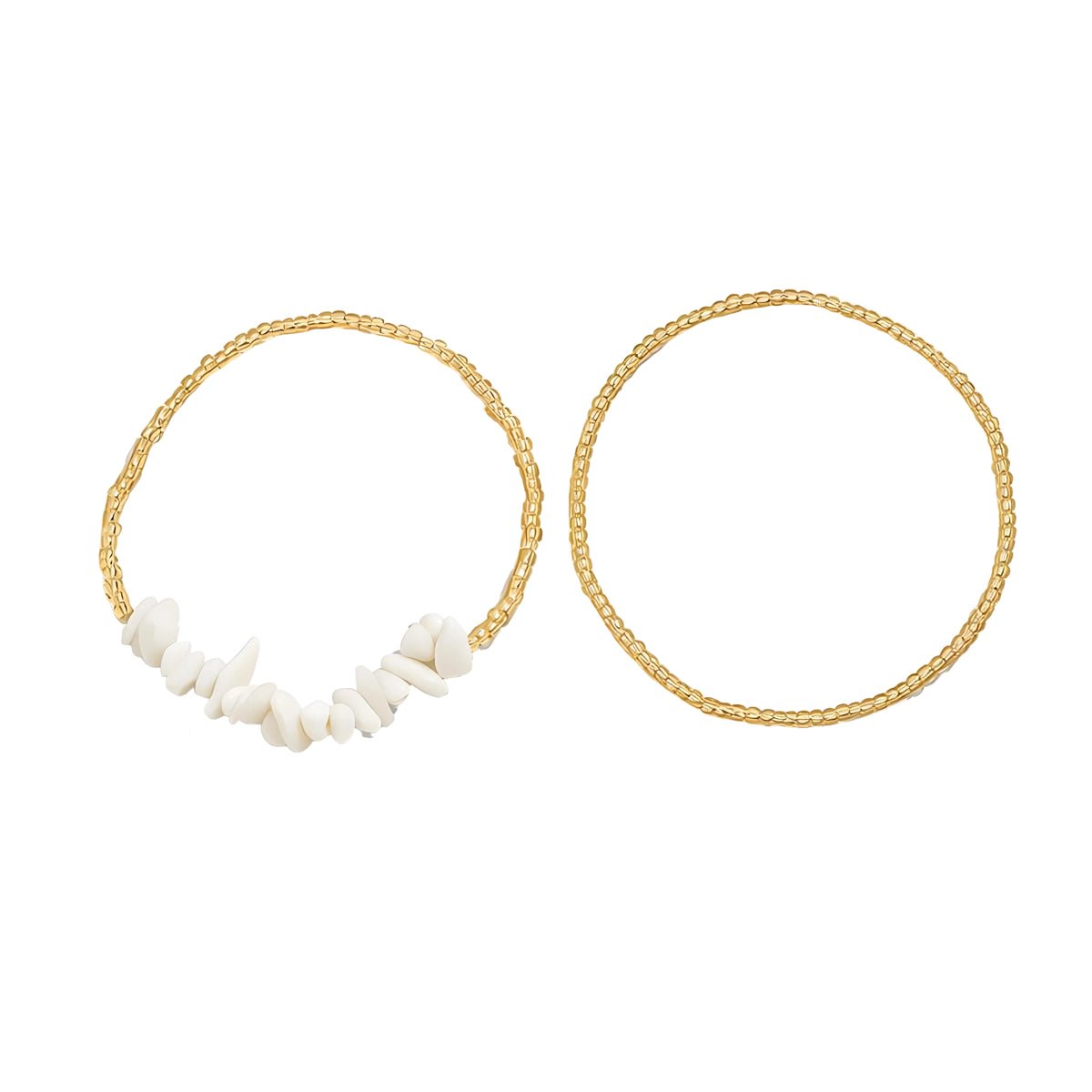 White Turqouise & Acrylic Irregular Beads Stretch Anklet Set - Street Region