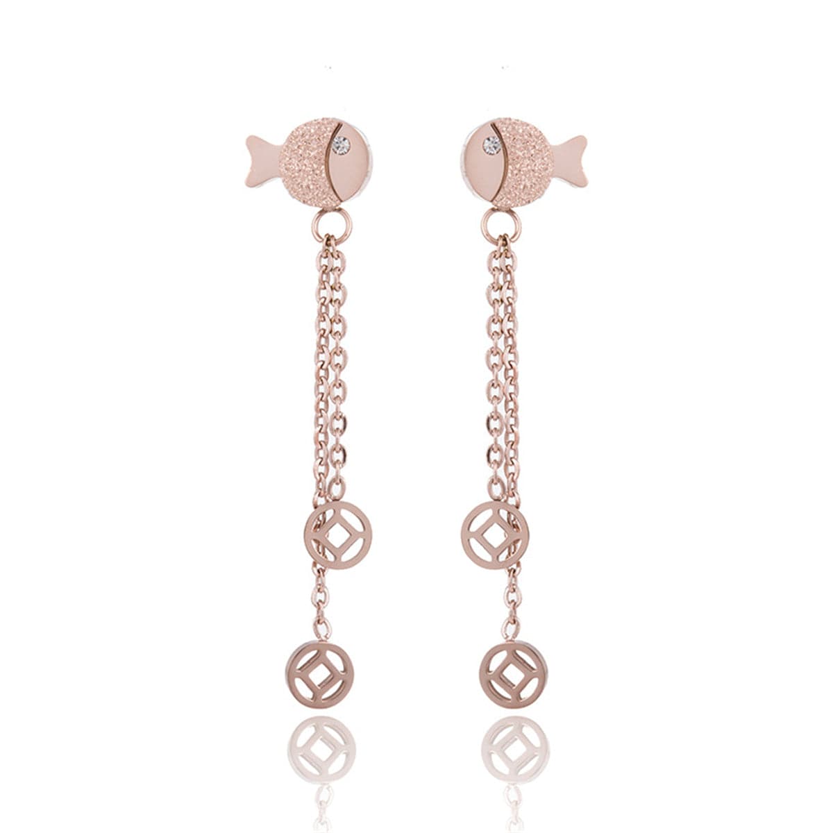 18K Rose Gold-Plated Fish Drop Earring