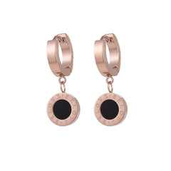 Black & 18K Rose Gold-Plated Huggie Earrings