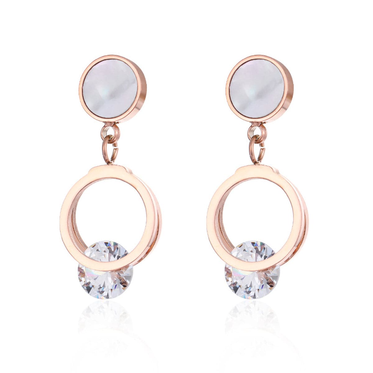 cubic zirconia & 18k Rose Gold-Plated Clipped Drop Earring - streetregion