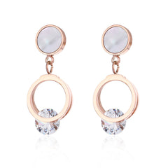 cubic zirconia & 18k Rose Gold-Plated Clipped Drop Earring - streetregion