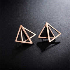 18K Rose Gold-Plated Double Triangle Stud Earrings