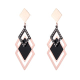 Black & Rose Goldtone Rhombus-Cut Drop Earrings