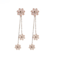 18k Rose Gold-Plated Triple Flower Drop Earring