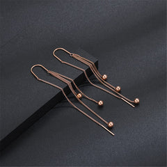 18K Rose Gold-Plated Beaded Tassel Drop Earrings