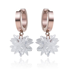 Cubic Zirconia & 18K Rose Gold-Plated Snowflake Drop Earrings