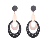 Black & 18k Rose Gold-Plated Star Circle Drop Earrings