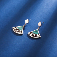 Green & 18K Rose Gold-Plated Filigree Triangle Drop Earrings