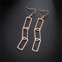 18k Rose Gold-Plated Triple Rectangle Drop Earring - streetregion