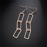 18k Rose Gold-Plated Triple Rectangle Drop Earring - streetregion