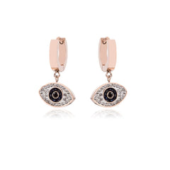 cubic zirconia & 18k Rose Gold-Plated Evil Eye Drop Earring - streetregion