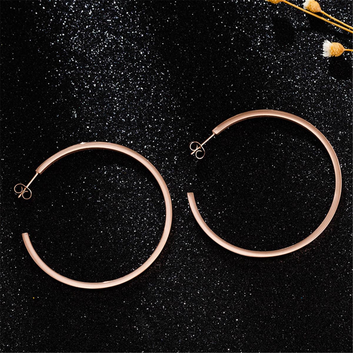 18k Rose Gold-Plated Hoop Earrings - streetregion