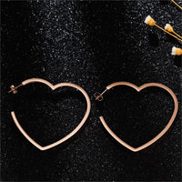 18k Rose Gold-Plated Heart Hoop Earrings - streetregion