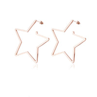 18k Rose Gold-Plated Star Hoop Earrings - streetregion