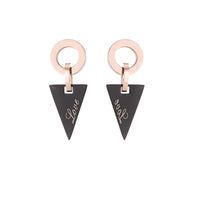 Black & 18k Rose Gold-Plated 'Love' Triangle Drop Earrings