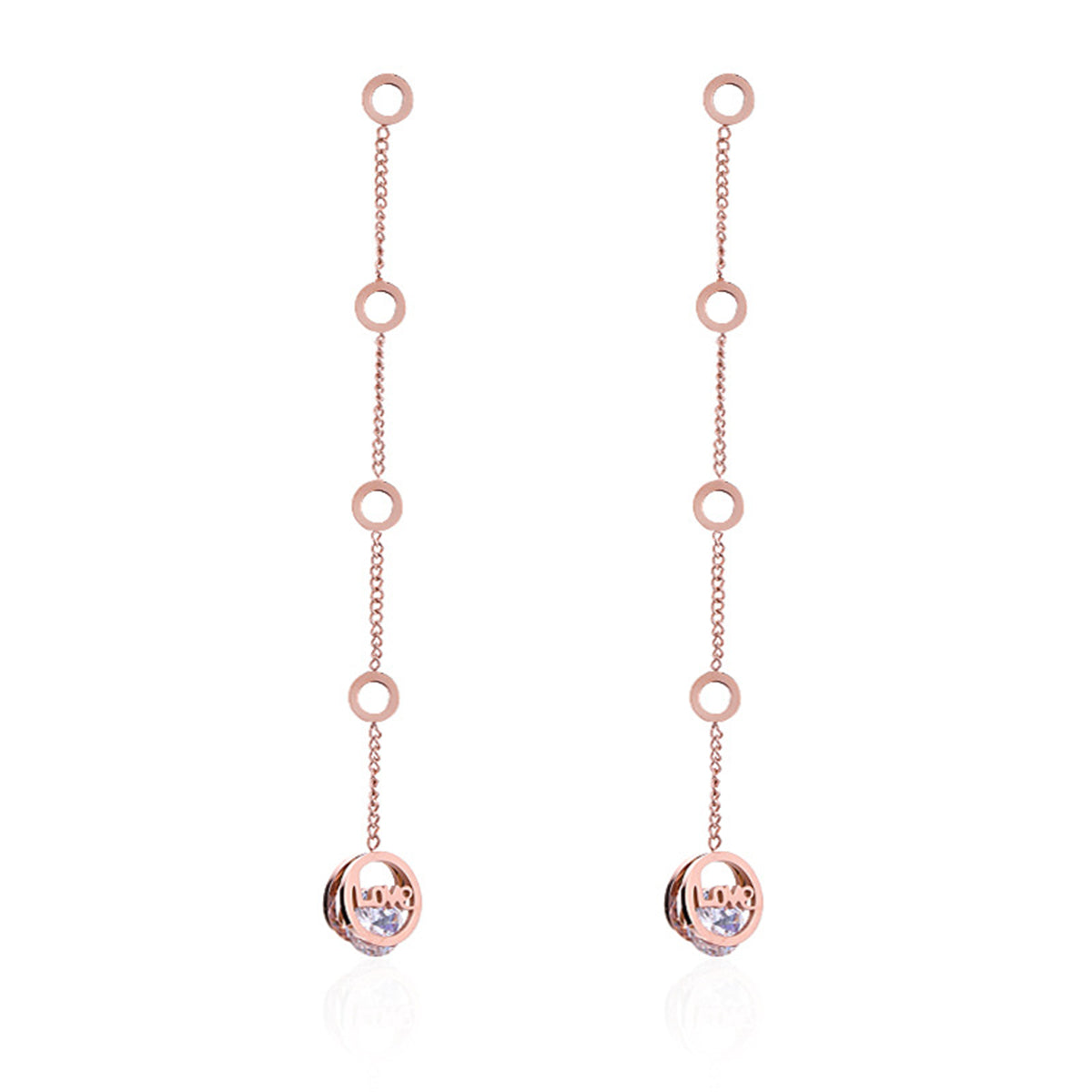 Cubic Zirconia & 18K Rose Gold-Plated 'Love' Drop Earrings