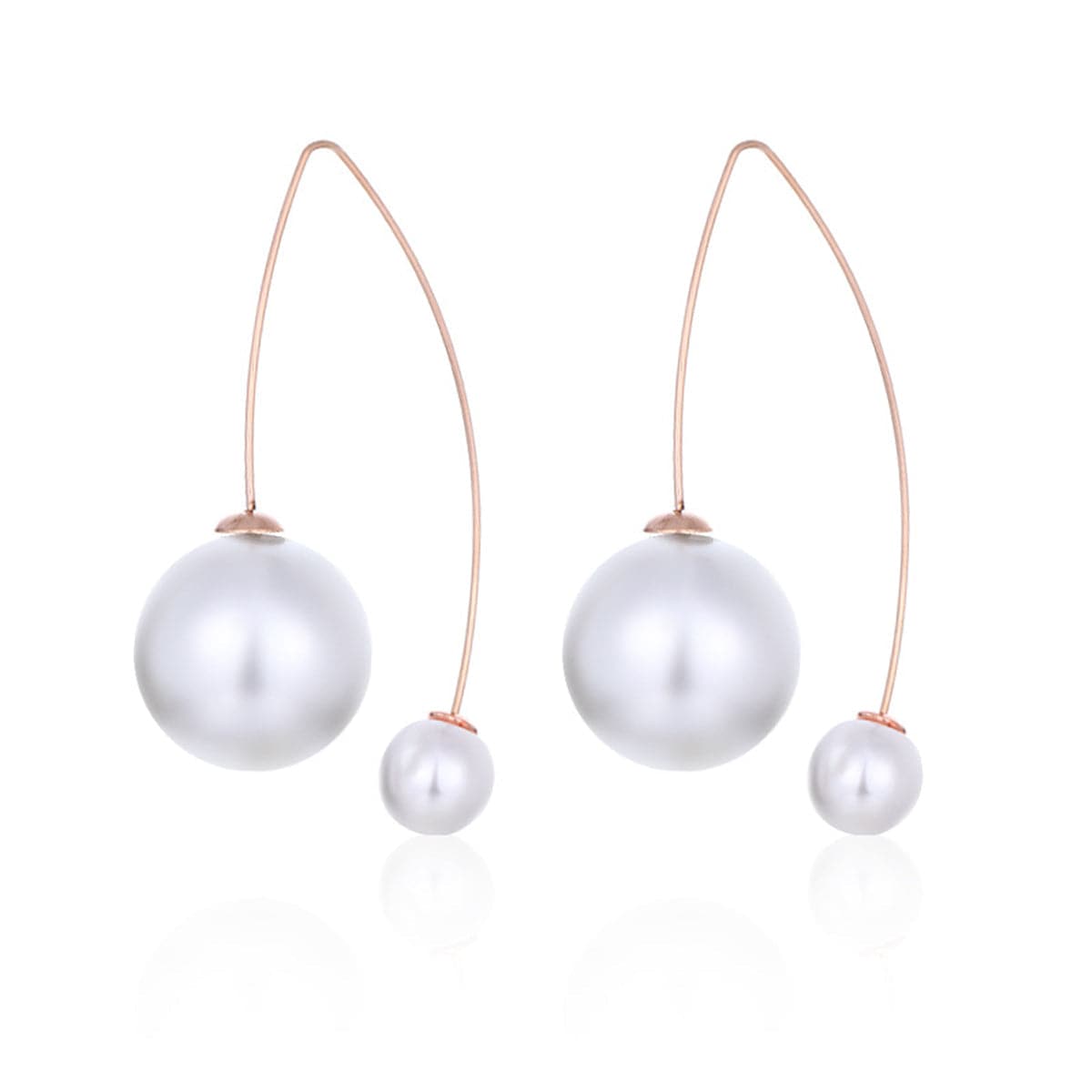 Pearl & 18K Rose Gold-Plated Threader Earrings