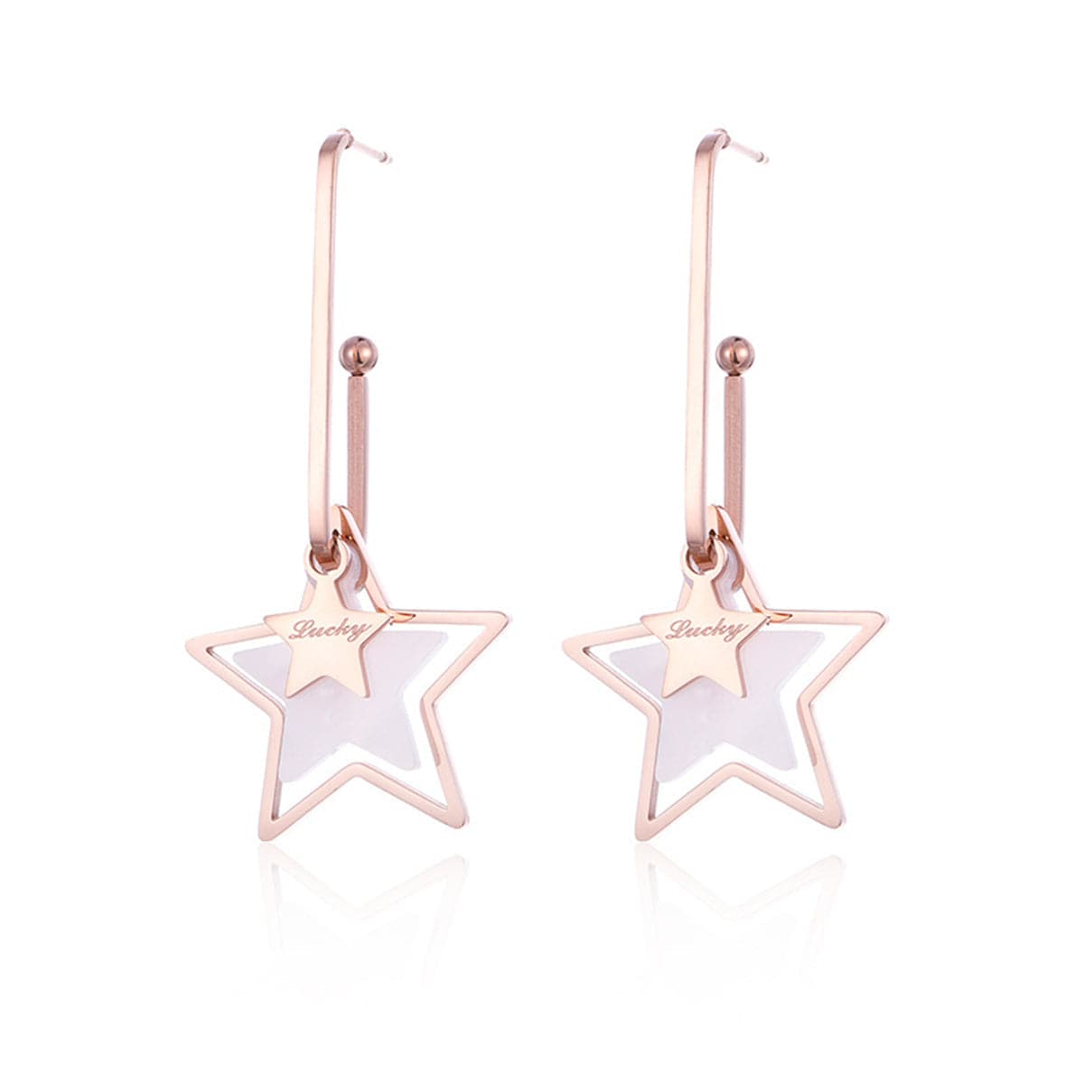 Shell & 18K Rose Gold-Plated 'Lucky' Star Drop Earring
