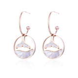 Cubic Zirconia & Rose Gold-Plated Whale Tail Drop Earrings