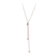 18K Rose Gold-Plated Knot Bead Lariat Necklace